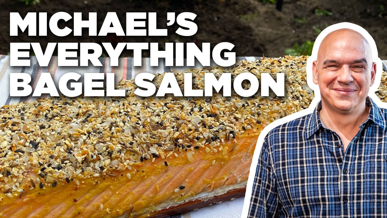 Michael Symon's Planked Everything Bagel Spiced Salmon | Symon Dinner's Cooking Out | Food Network