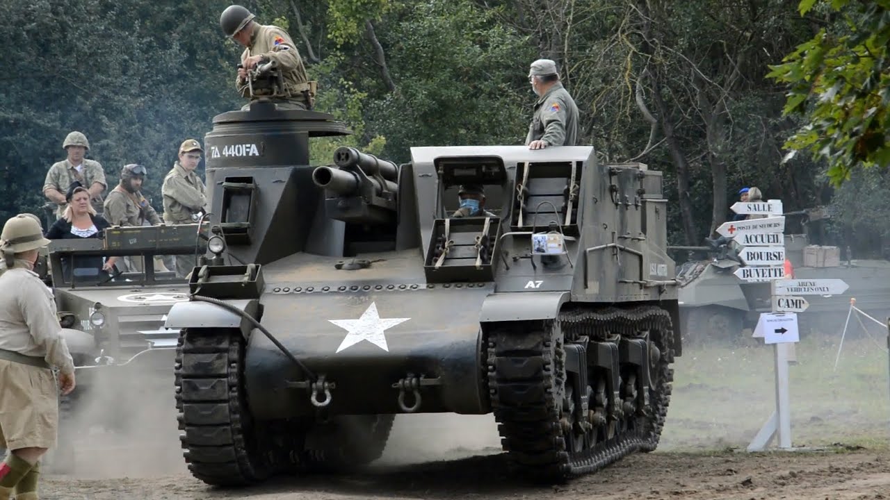M7B1 Priest on the move (Ford GAA V8 sound)