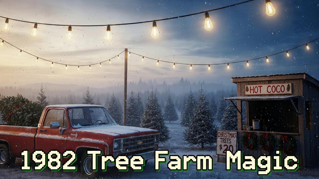 1982 Vintage Christmas Tree Farm at Dusk Ambience | Nostalgic Winter  Snow & Sleigh Bells (8 Hours)
