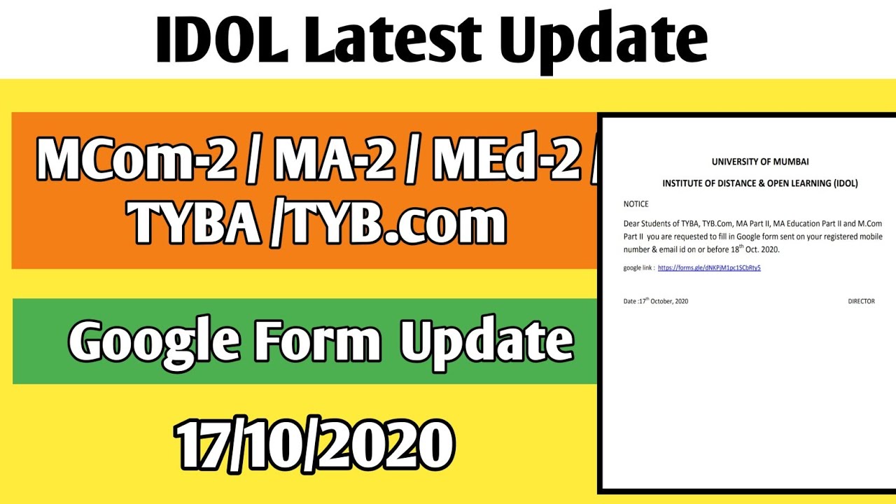M.Com part-2 / MA Part-2 | IDOL Latest Update | Google Form Update Details
