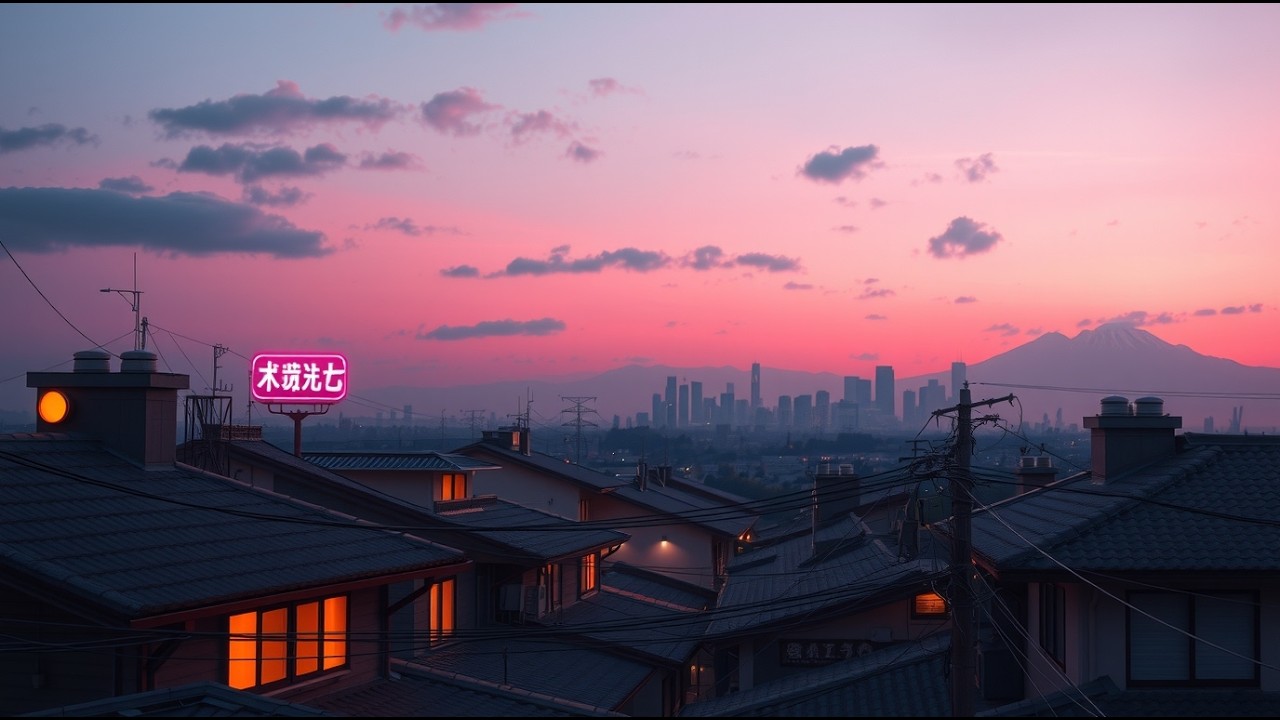 Calm Rain in 90s Japan Evening Lofi Music - Soft Music for Deep Work