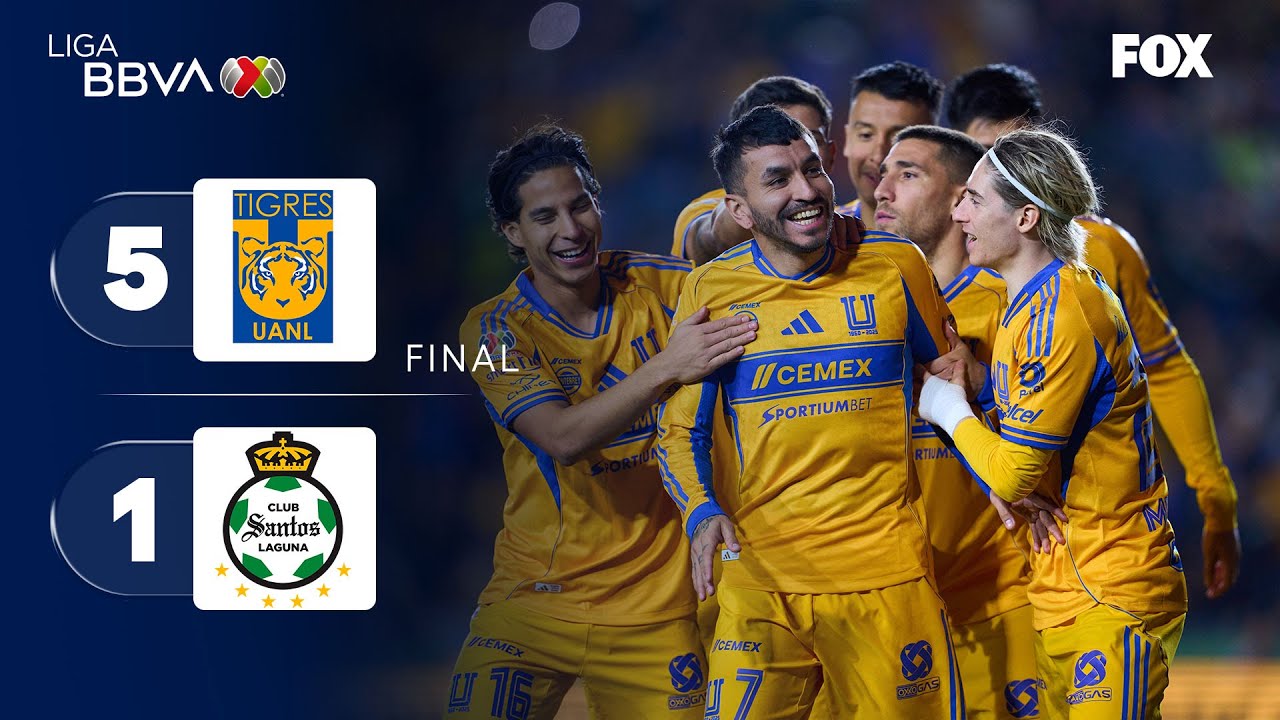 TIGRES 5-1 SANTOS | RESUMEN | LIGA MX | CLAUSURA 2026 | JORNADA 5