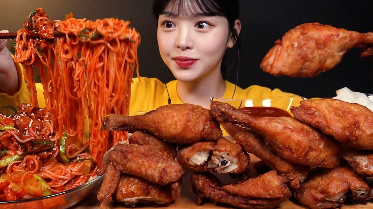 SUB)빠삭빠삭 시장통닭 먹방! 골뱅이무침에 맥주까지 치맥 꿀조합 치킨 리얼사운드 Chicken & Beer Mukbang Asmr