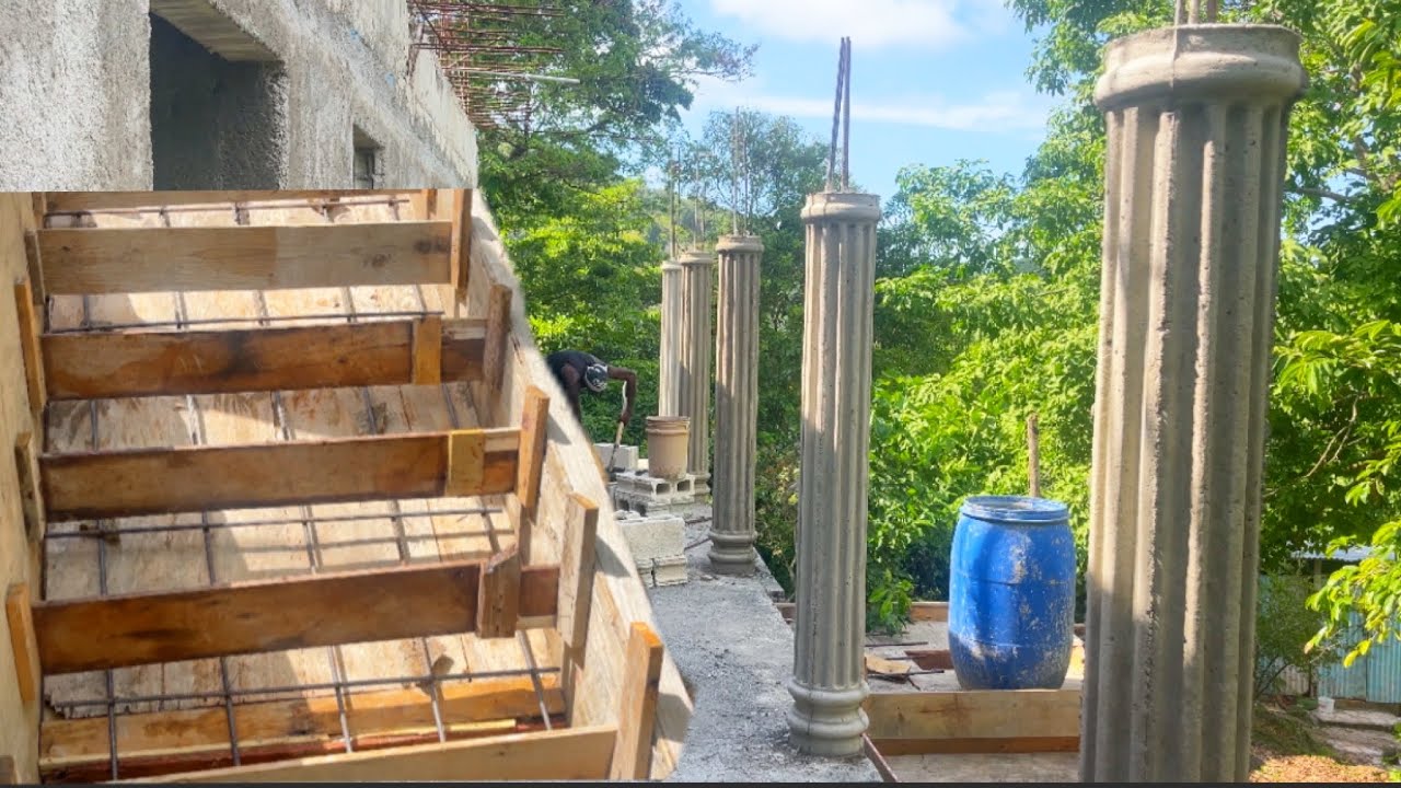 Making my staircase putting up my columns them hard at work