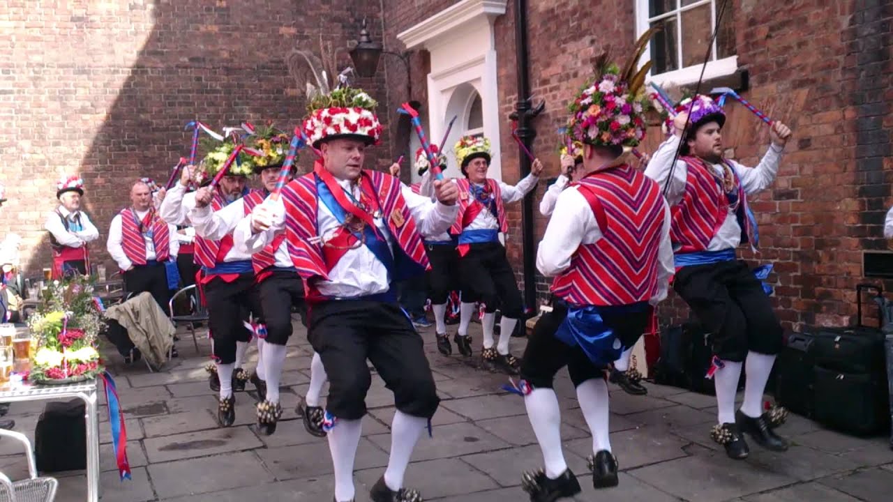 Saddleworth Morris Men dancing the Delph at Chester Day of Dance 2014