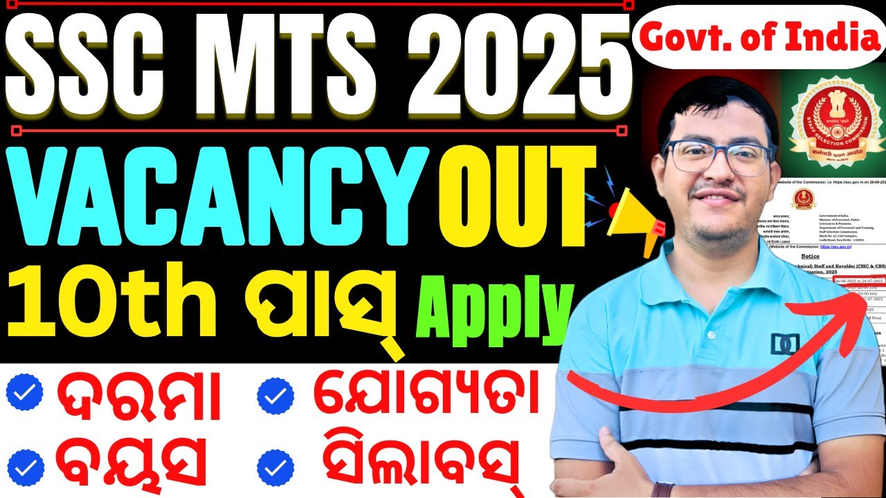 SSC MTS & Havaldar 2025 Vacancy Details/10th Pass Can Apply/ସମସ୍ତ ବିବରଣୀ ଜାଣନ୍ତୁ/Age,Exam/By CP SIR
