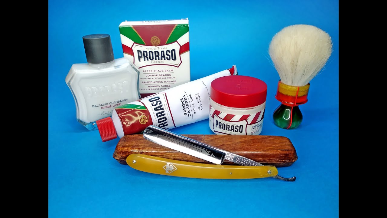 Ξύρισμα με Puma 88 φαλτσέτα - Proraso Sandalwood