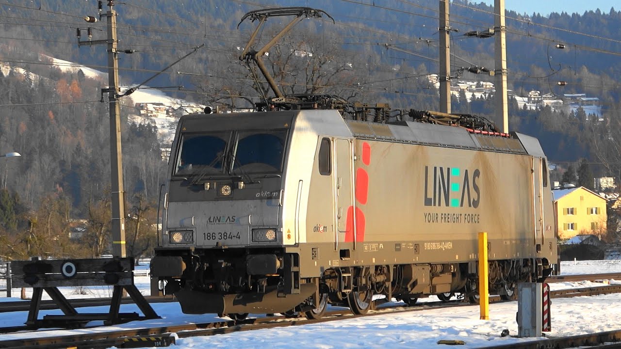 🟧🟨🟩🟦ÖBB Terminal Wolfurt: LINEAS❗ jetzt❗durchgängig am Antwerpen-Shuttle am Containerzug mit BR186