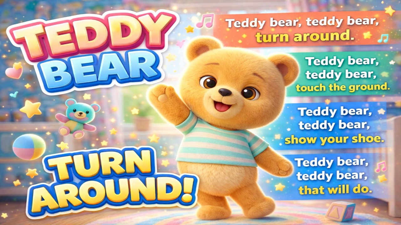 ⭐ Teddy Bear Turn Around 🧸 Kids Song | Fun Action Nursery Rhyme for Babies & Toddlers