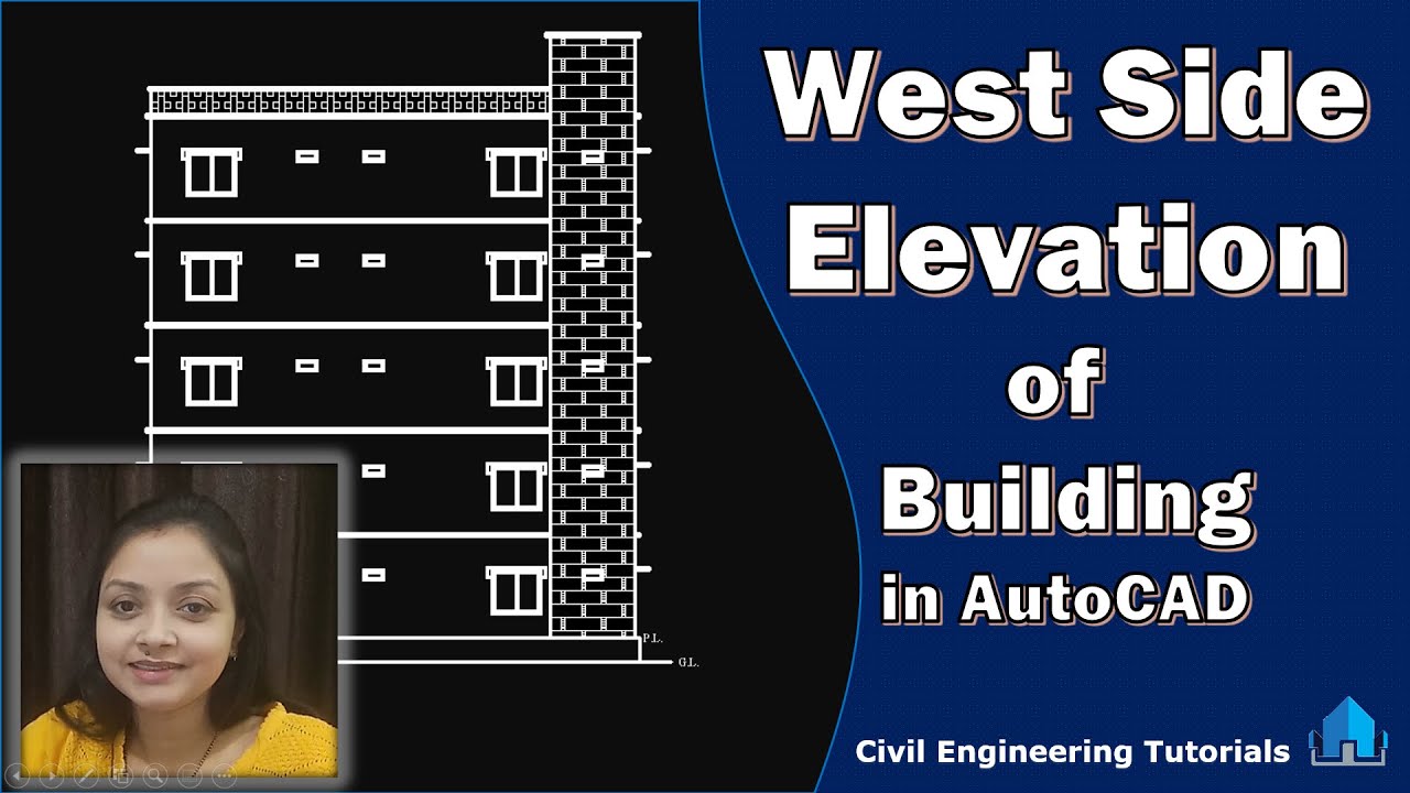 How to draw West Side Elevation of a Multi-Storey Building in AutoCAD || Building #2