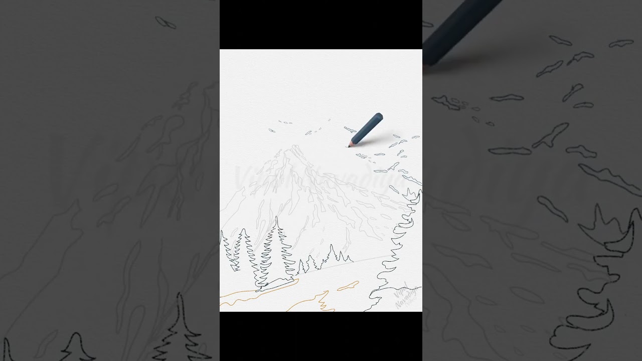 Olympic National Park with Summit of Mount Olympus, Washington, United States || Drawing 