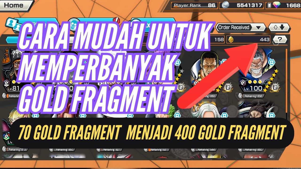 Cara Mendapatkan Gold Fragment Untuk Pemula - One Piece Bounty Rush