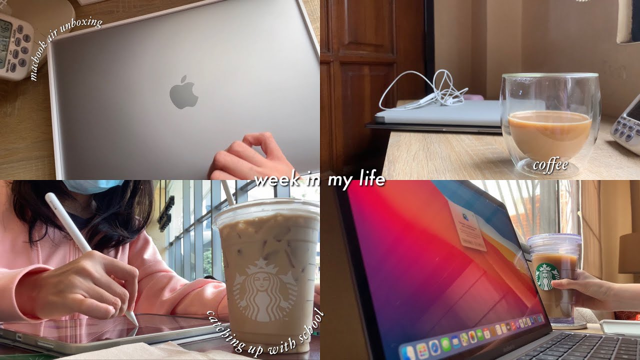 week in my life| macbook air m1 chip unboxing, catching up on schoolwork 🌿