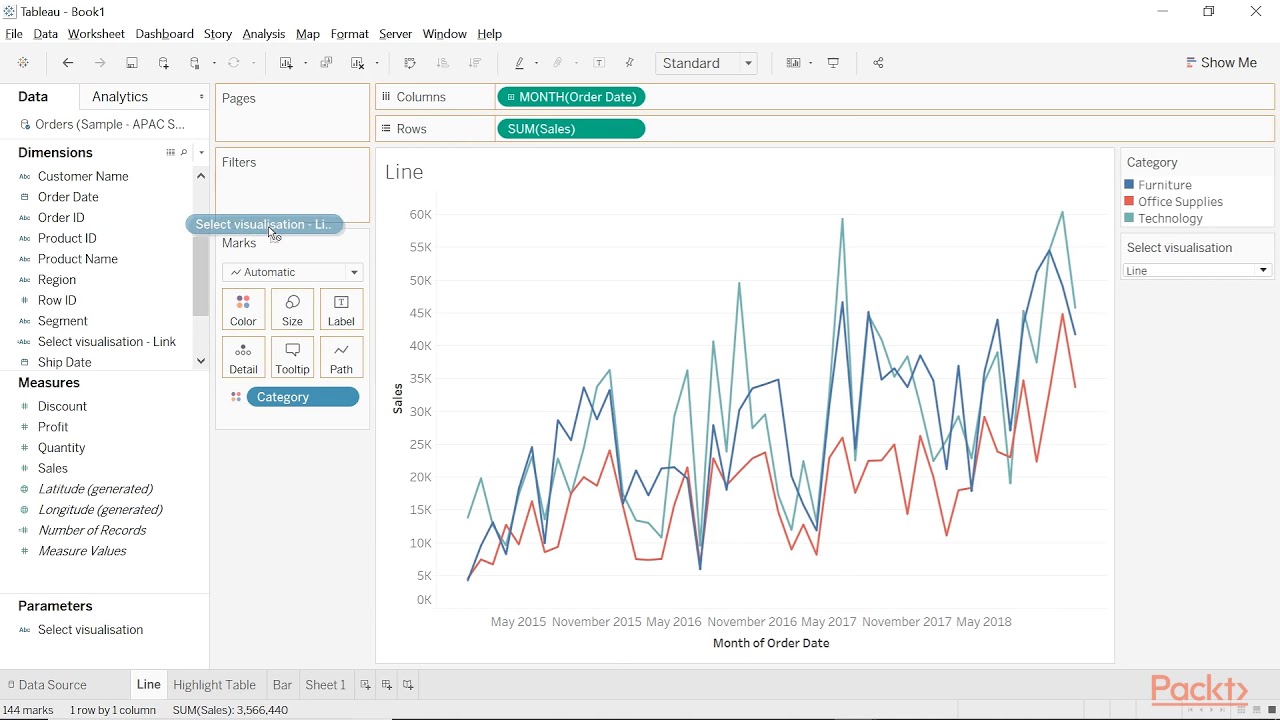 Tableau Tips, Tricks, and Techniques : Use Parameter for Sheet Swap-Simple Example| packtpub.com