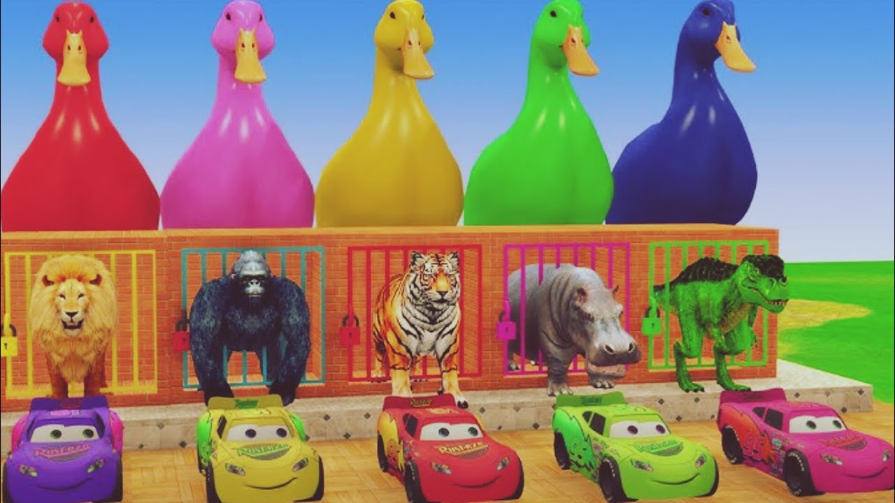 Long Slide Game With Cow Elephant Gorilla Hippopotamus Tiger  Game -- Funny Animal 15
