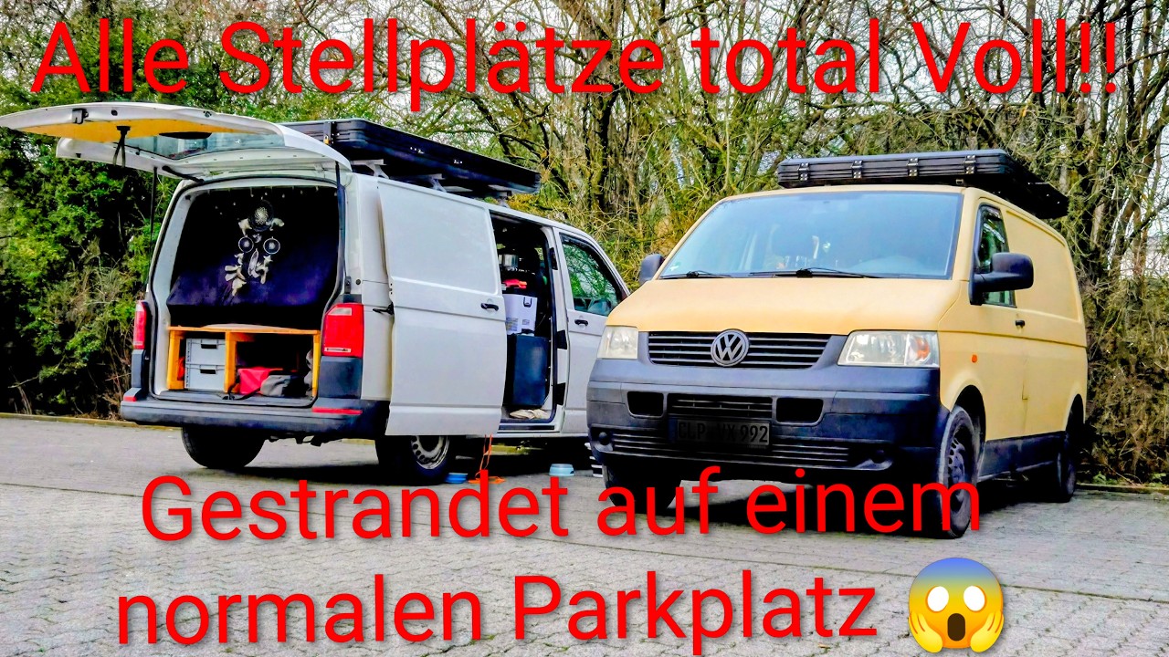 Gestrandet auf einem Parkplatz 😱! Alle Wohnmobil Stellplätze komplett überfüllt!