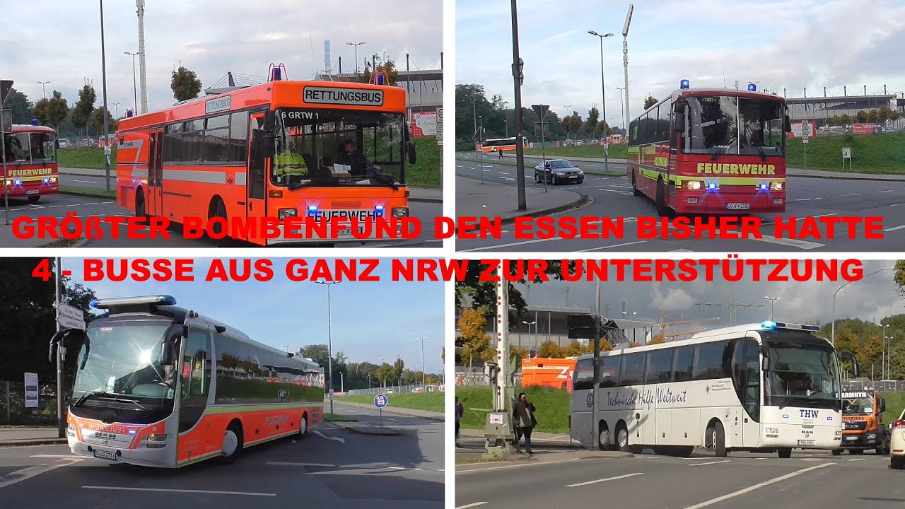 [GROßAUFGEBOT IN ESSEN] 850Kg Bombenfund -Zahlreiche Einsatzfahrten von Feuerwehr und Rettungsdienst