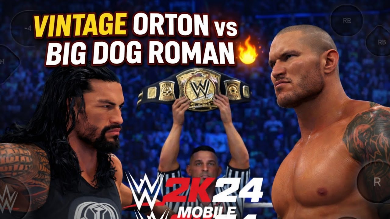 Винтажный Ортон против Большого Пса Романа 🔥 Геймплей WWE 2K24 на мобильных устройствах #wwe #mob...