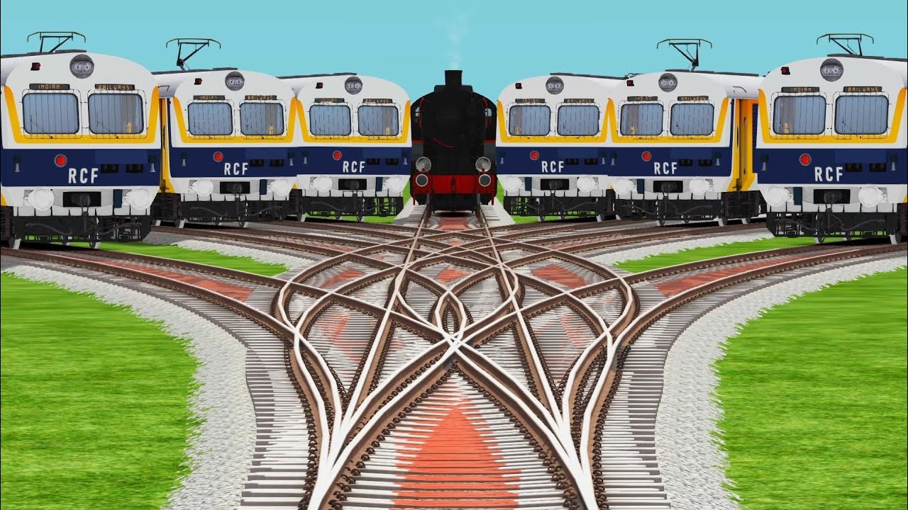 MEMU TRAINS RUN AT CURVE BRANCHES RAILROAD TRACKS// train videos indian railways 