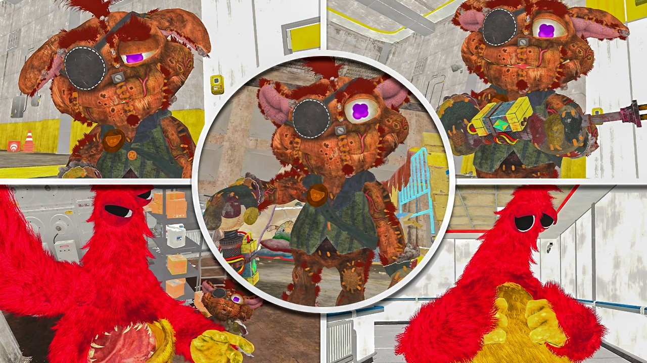 Poppy Playtime Chapter 5 - All GIBLET and CHUM CHOMPKINS Scenes in BRIGHT Mode (All Secrets)
