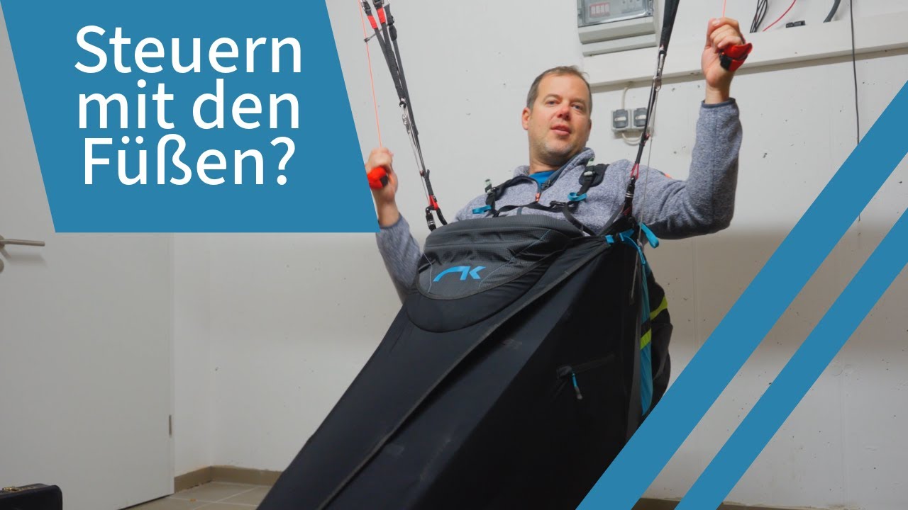 Liegegurtzeug mit den Füßen steuern? - Gleitschirmfliegen lernen | Flugschule Hirondelle, Weinheim