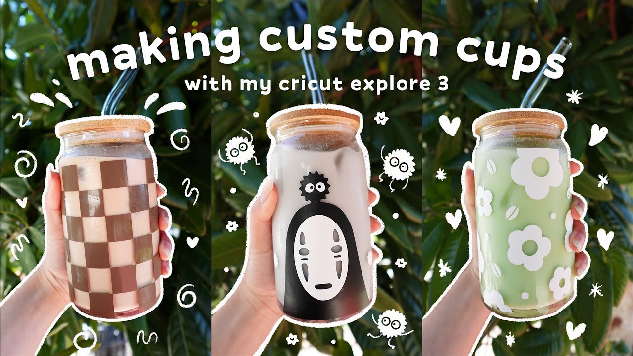 how I make custom cups using my cricut explore 3 | beer can glass full vinyl wrap