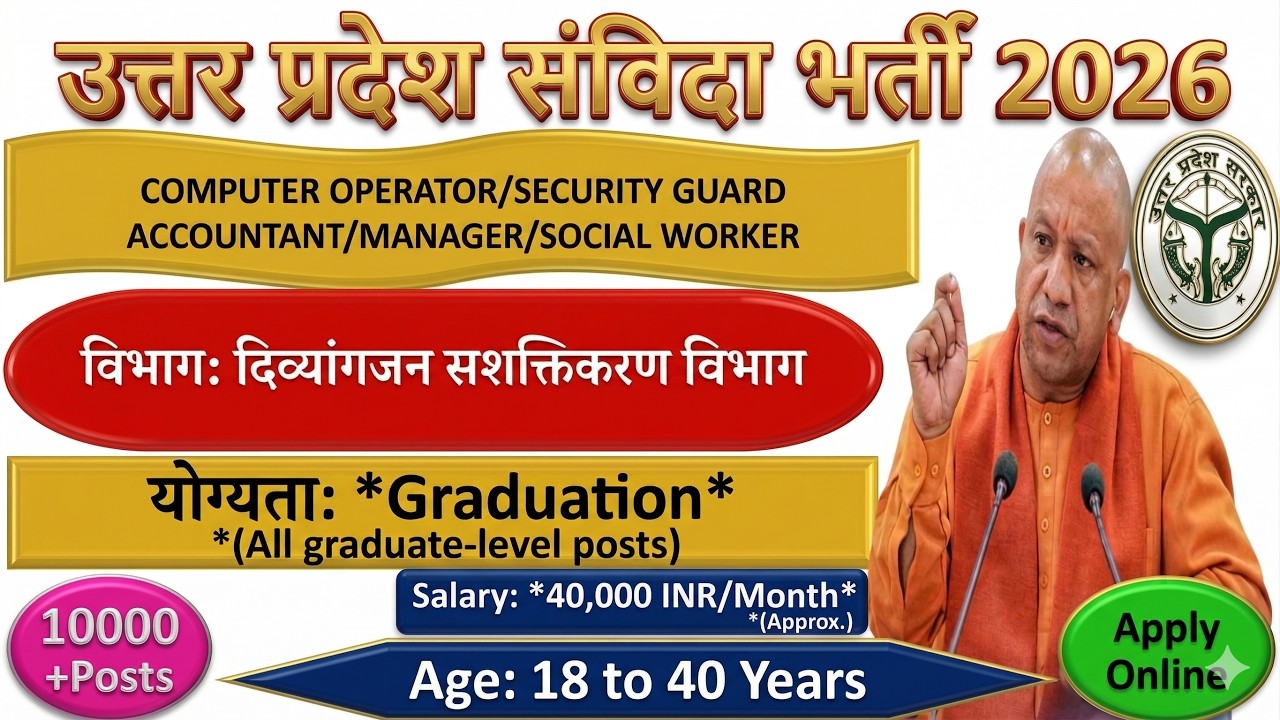 UP Divyangjan Vibhag Bharti 2026 | Salary ₹40,000 | Direct Recruitment | Apply Online | Full Details