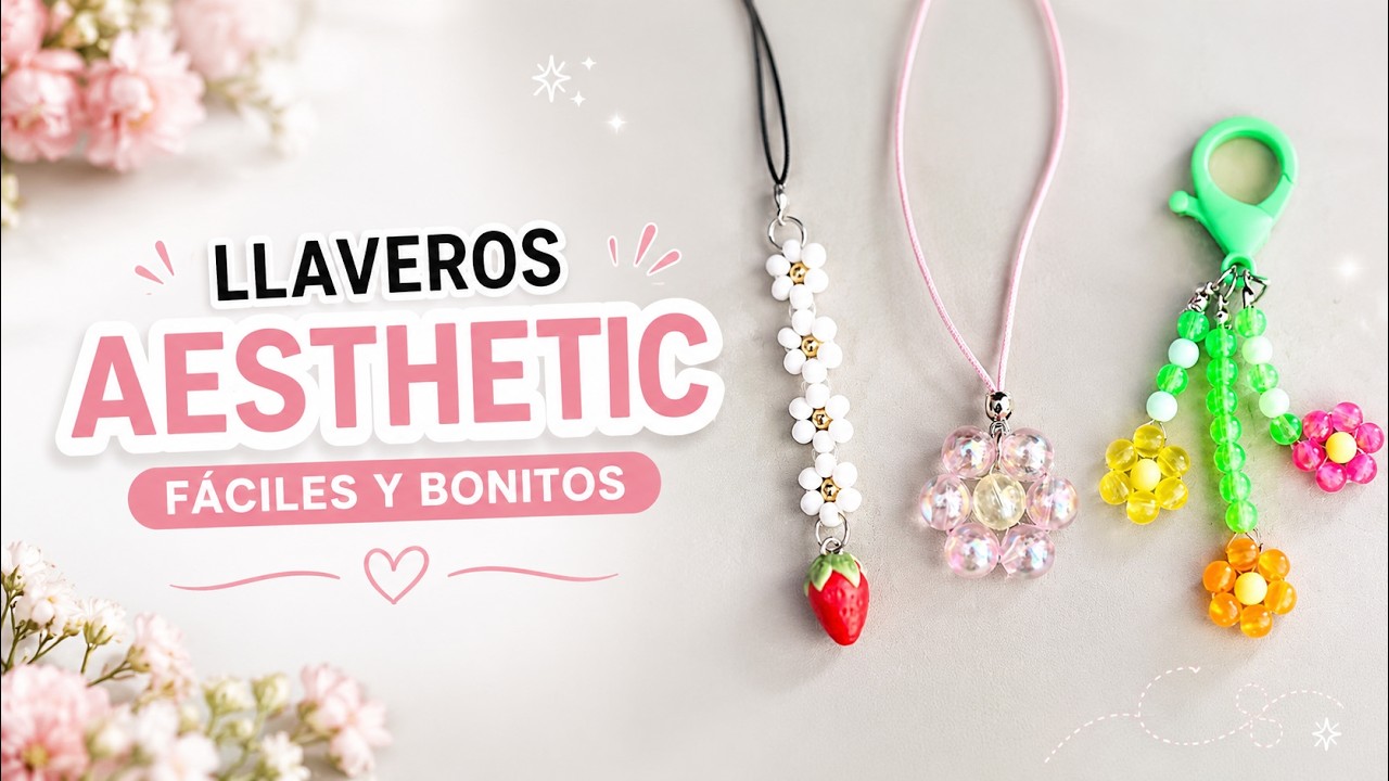 como hacer LLAVEROS o Phone Charm de FLORES! 🌼 para vender o regalar💗F&aacute;ciles