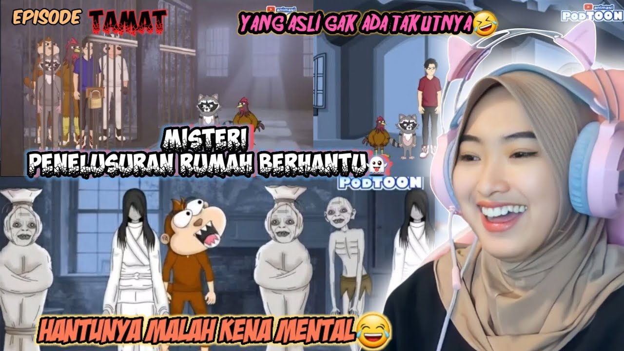 NGAKAK! HANTUNYA KENA MENTAL!! - PENELUSURAN RUMAH BERHANTU 4 - TAMAT || REACTION ANIMASI PODTOON