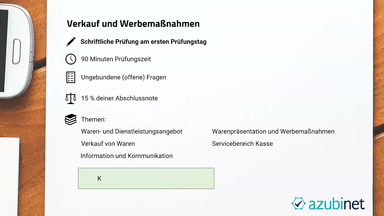 Aufbau der Abschlussprüfung (Teil 1) - Kaufleute im Einzelhandel