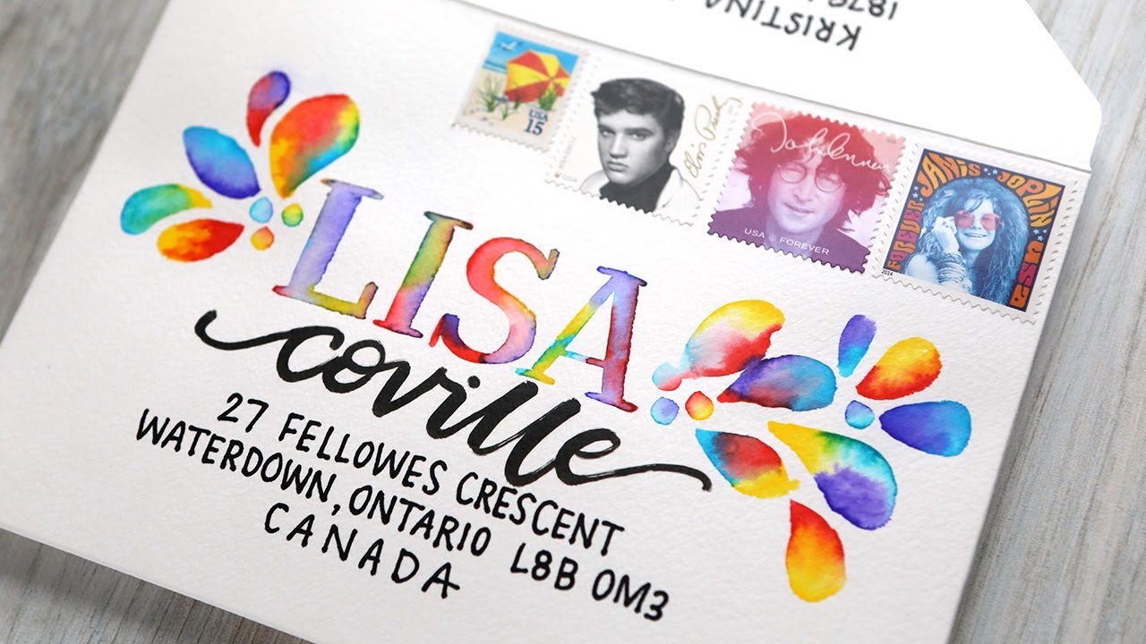 Tie Dye Lettering on an Envelope