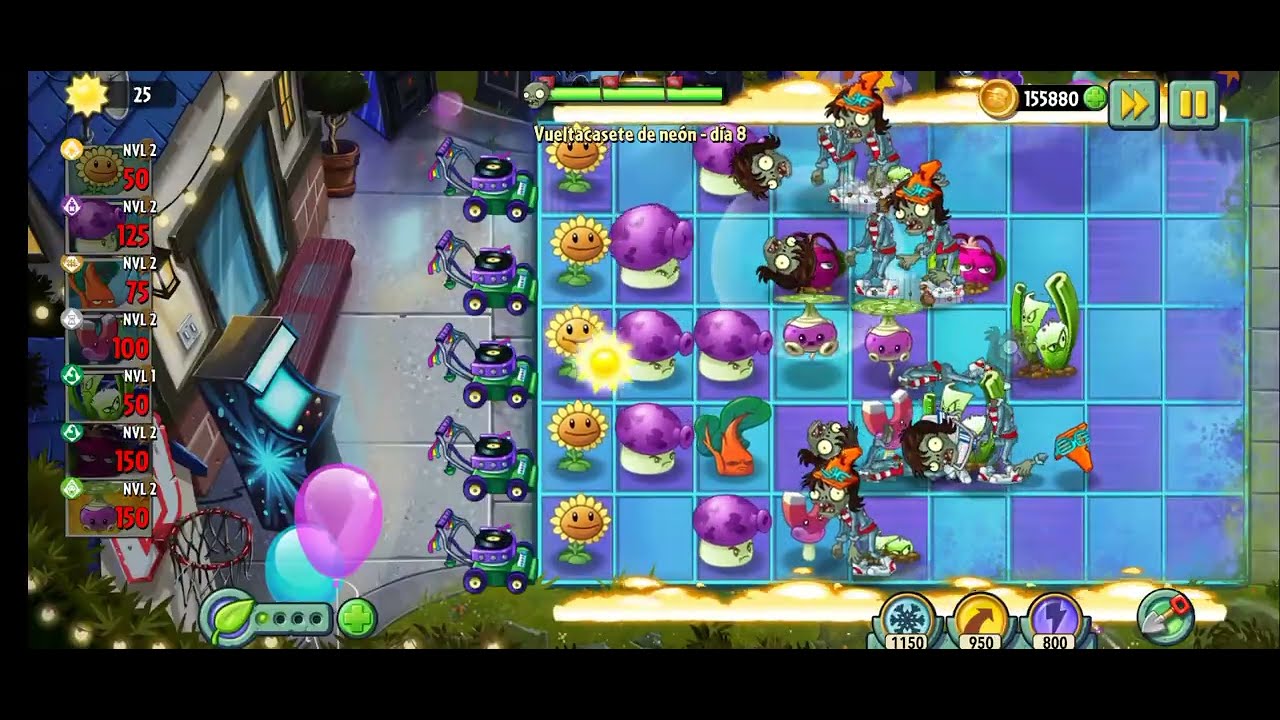 Plantas vs Zombies 2 Vueltacasete de neon-Día 8