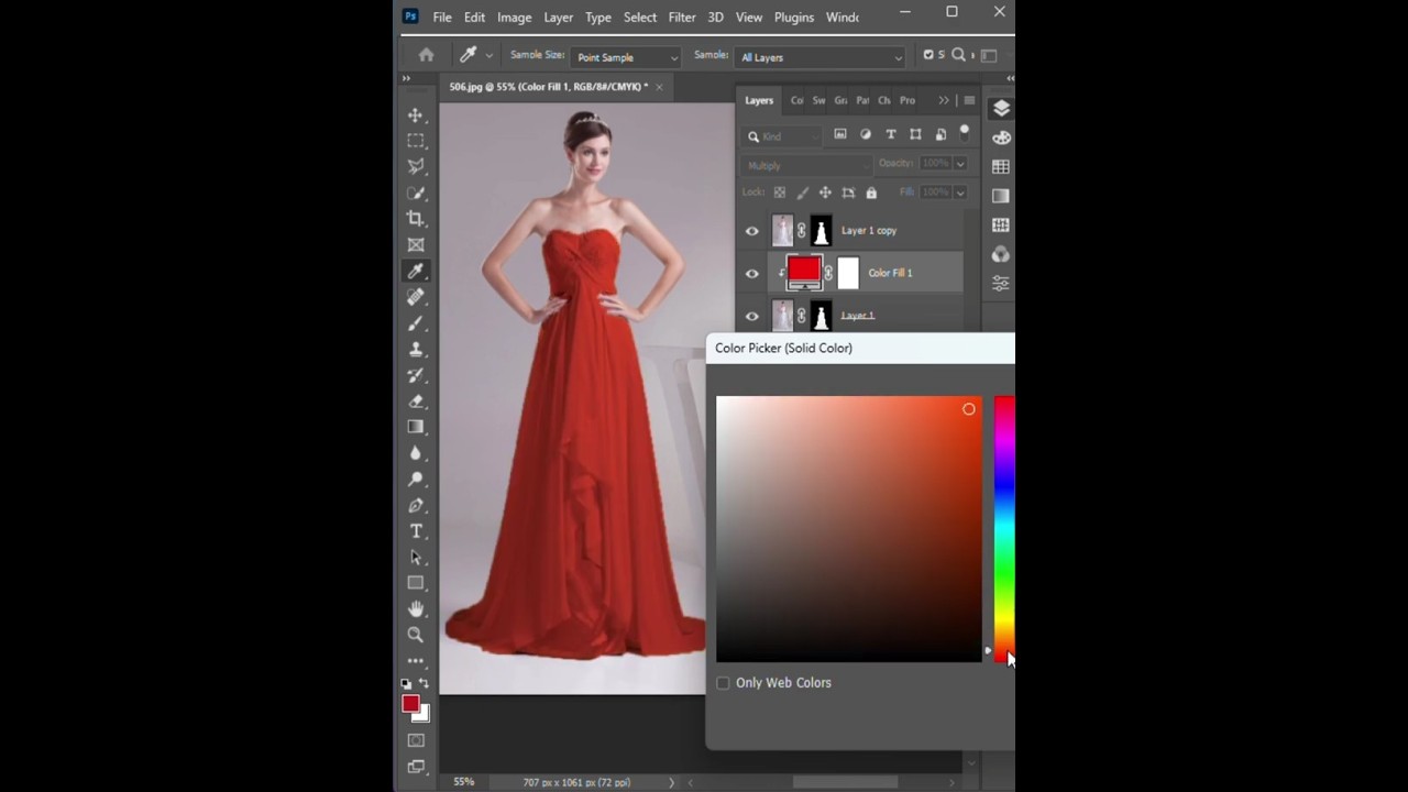 Change dress color in Photoshop #photoshop