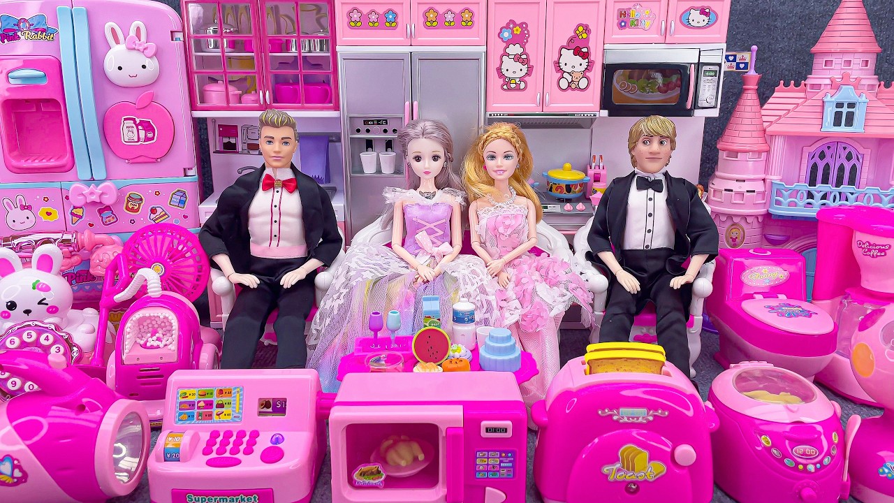 19 Minutes Satisfying with Unboxing Barbie Princess Pink Kitchen,Rock Bed Play Set Review Toys｜ASMR