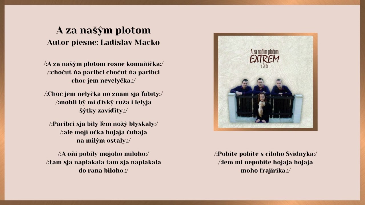 EXTREM 1, A za našŷm plotom, Autor Ladislav Macko, Videorohaľ