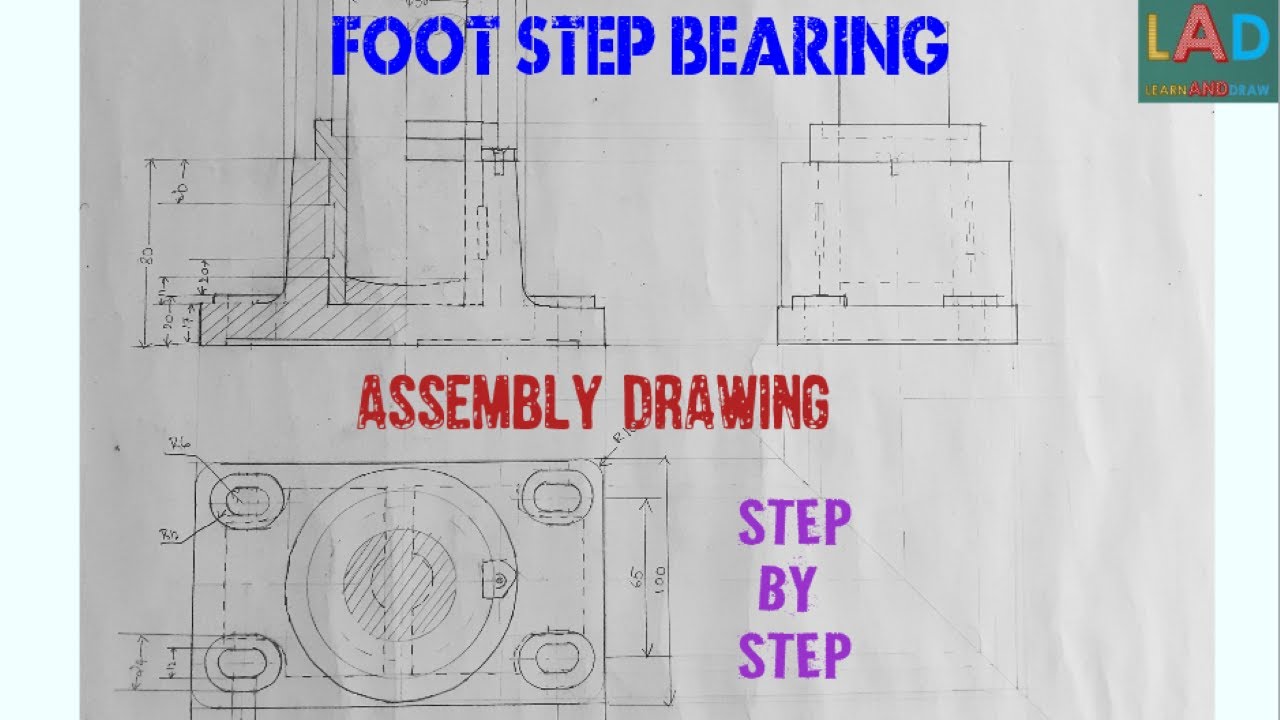 FOOT STEP BEARING ASSEMBLY DRAWING| LEARN AND DRAW |