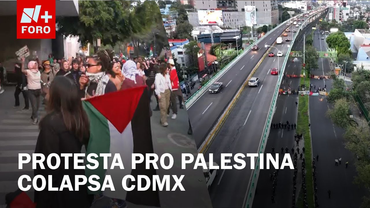 Protestas pro Palestina bloquean Av. Juárez y Periférico, así se ven desde el aire - Las Noticias