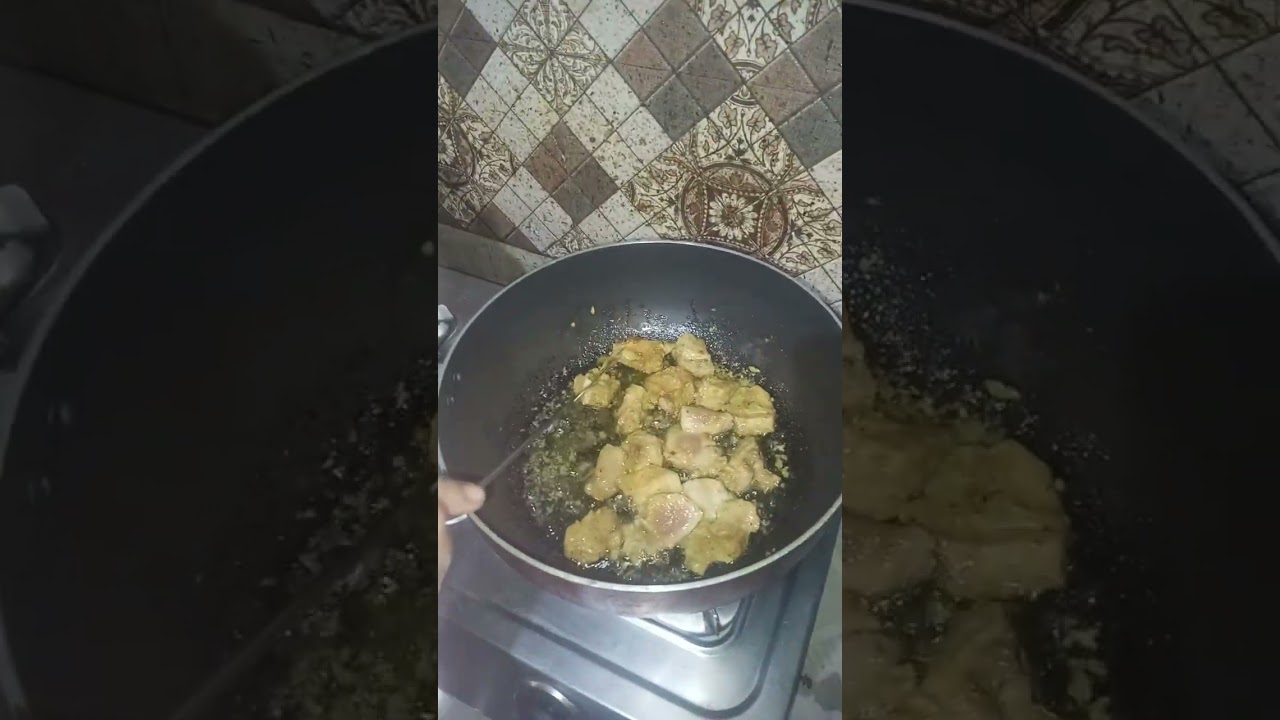Making chilli chicken me and my mother my first experience 