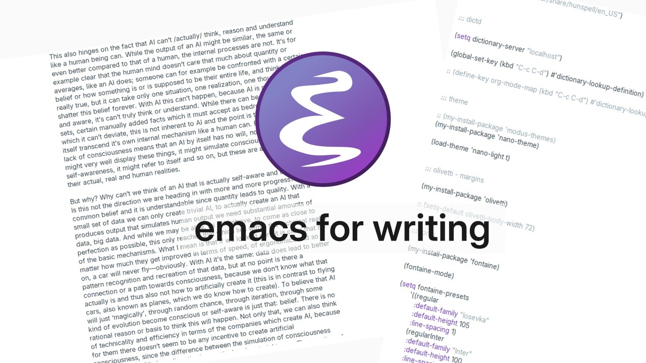 my minimalist emacs setup for writing