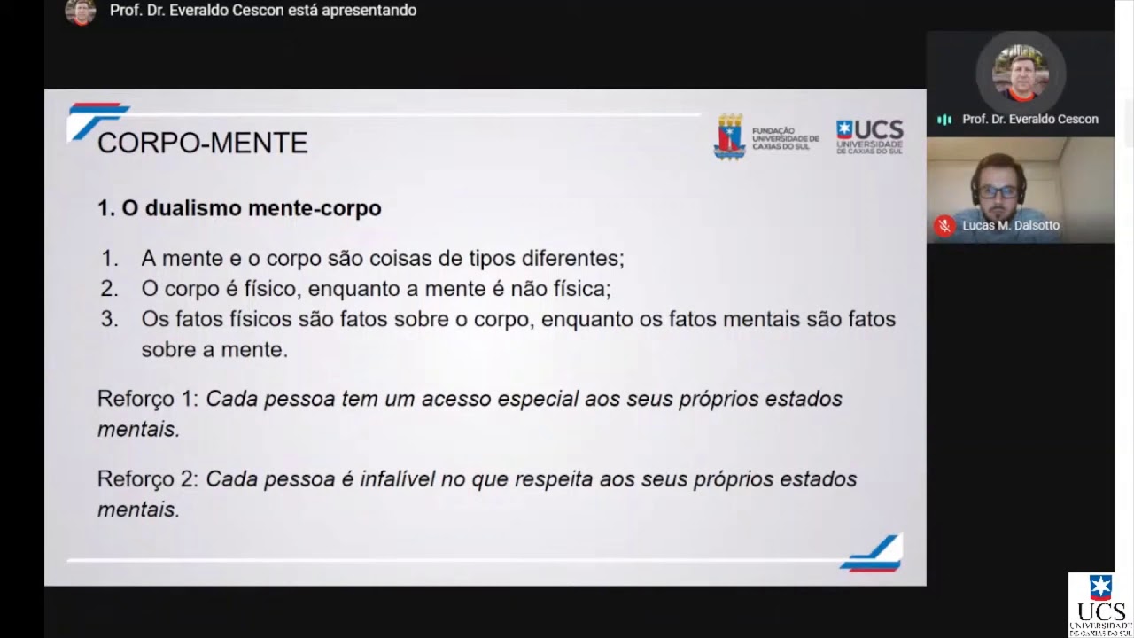 O Problema Mente-Corpo -   Prof  Dr  Everaldo Cescon