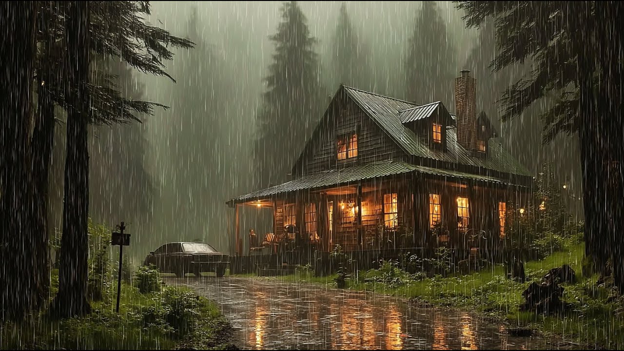 Сильный дождь ночью для мгновенного сна 🌧️ Нежные звуки дождя • Снятие стресса и глубокий покой