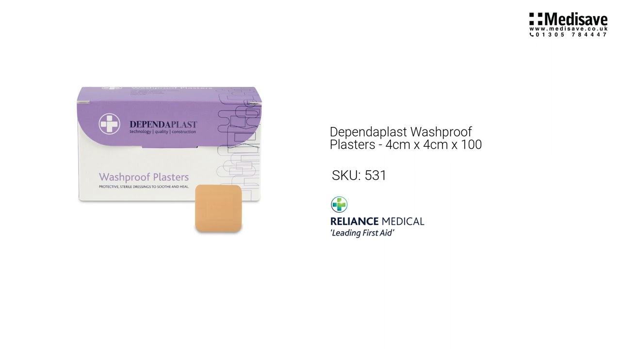 Dependaplast Washproof Plasters 4cm x 4cm x 100 531
