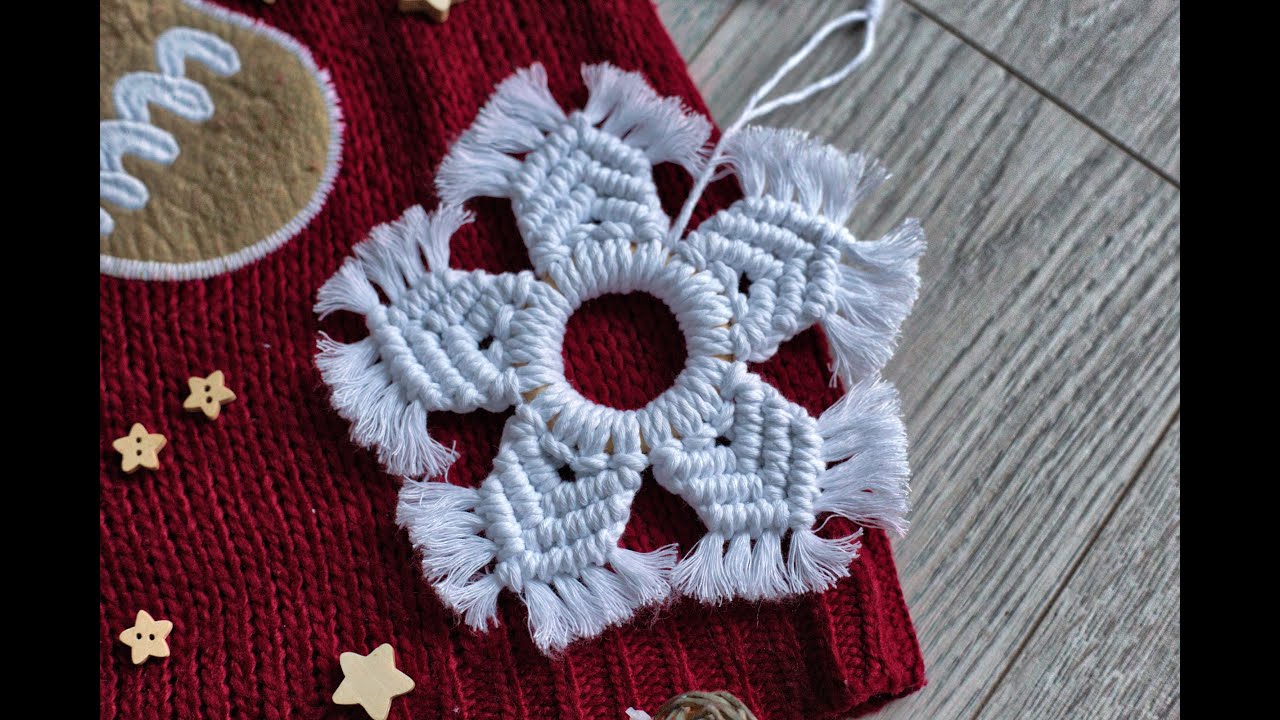 BohoPracownia - Makramowa gwiazdka / śnieżynka #tutorial - Macrame star / snowflake #DIY