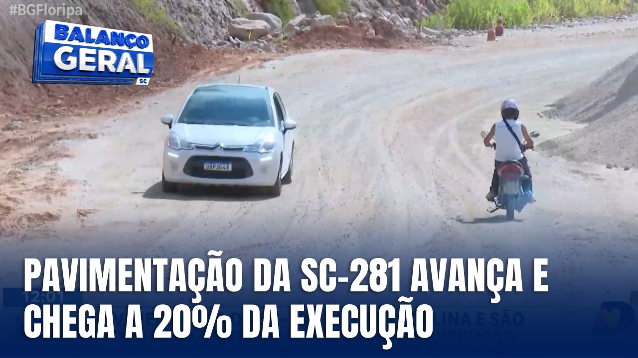 Obras da SC-281 entre Angelina e São Pedro de Alcântara atingem 20%