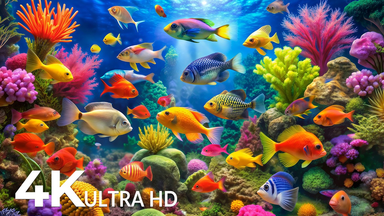 DREAM AQUARIUM 4K - Marine Life, Sea Animals and Coral Reef - Fish Tank Sounds for Deep Sleep #17