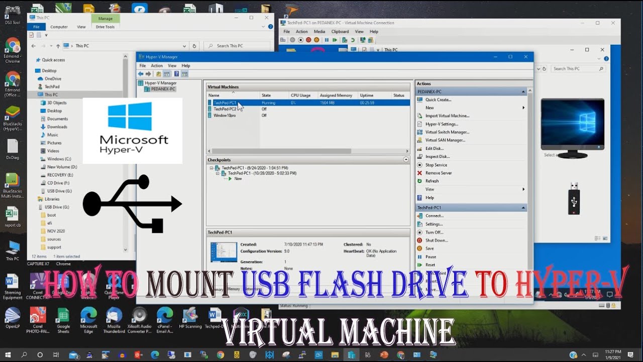 How to Mount USB Flash Drive to Hyper V Virtual Machine