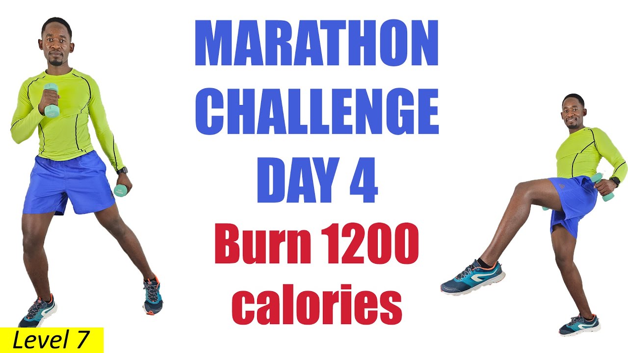 MARATHON CHALLENGE DAY 4: Walking and Running In Place 🔥Burn 1200 Calories🔥