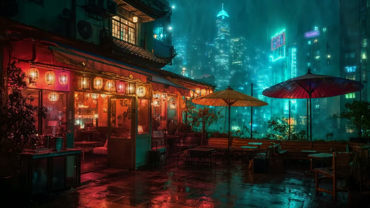 Lofi Zen – Sushi Rooftop Lounge | Soothing Rain Beats over the Cityscape | Chill, Focus, Sleep | 4K