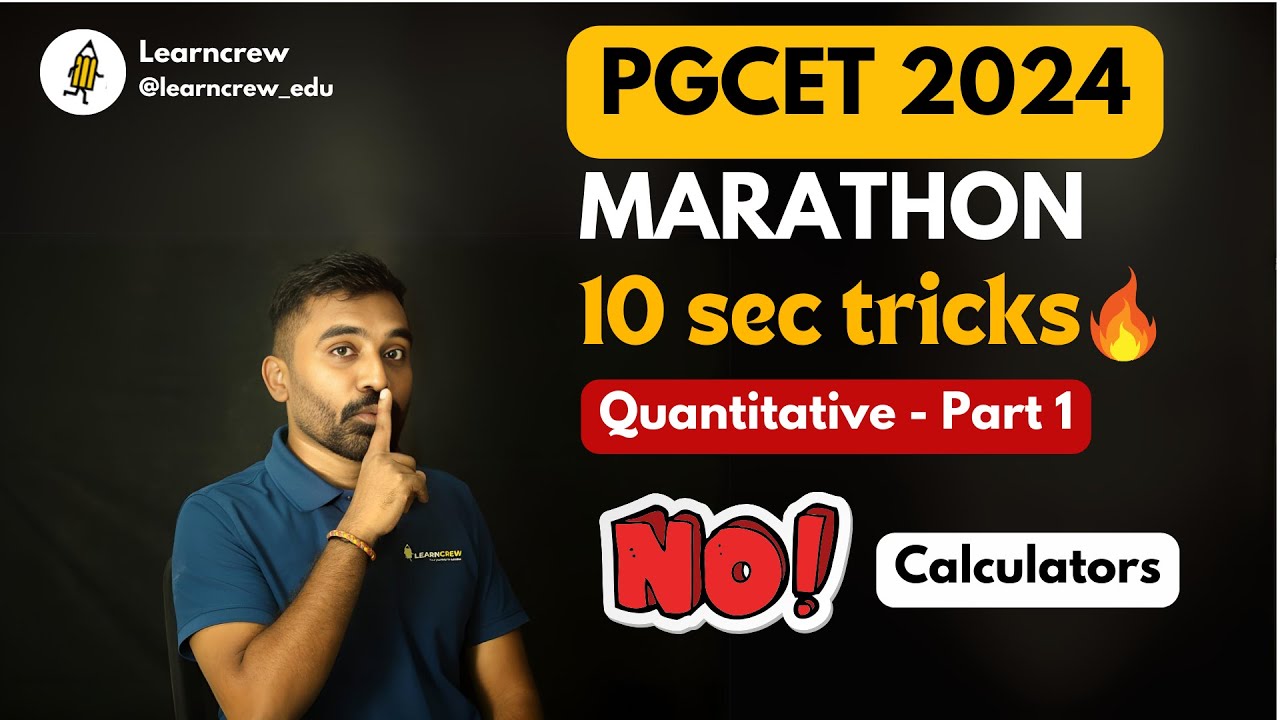Karnataka PGCET 2024 | Quants Marathon Video 1 | Last minute preparation #pgcet #pgcet2024