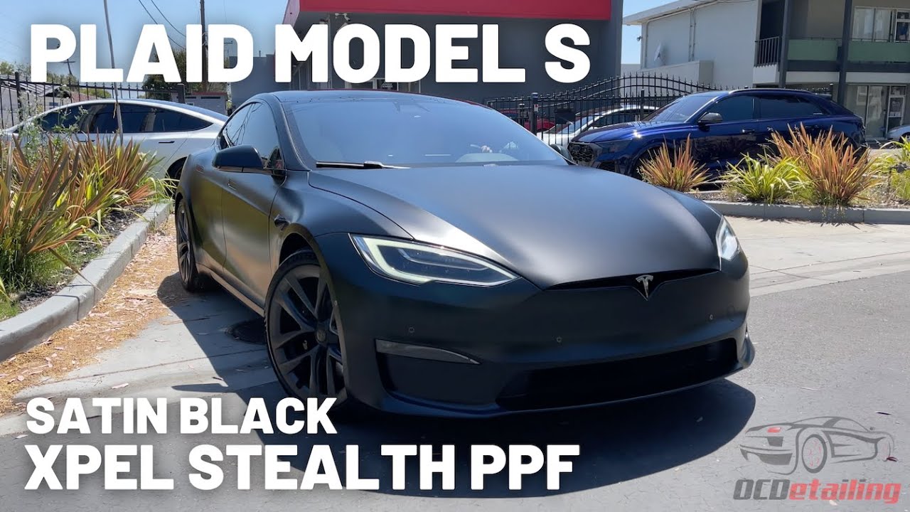 Plaid Model S - Goes Matte Black - XPEL Stealth Paint Protection Film